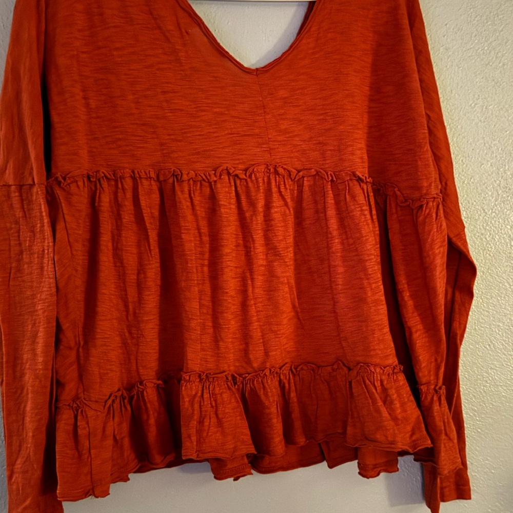 Altar'd State Deep Red Ruffle Blouse - Picture 5 of 6